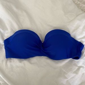 Strapless royal blue padded bikini top